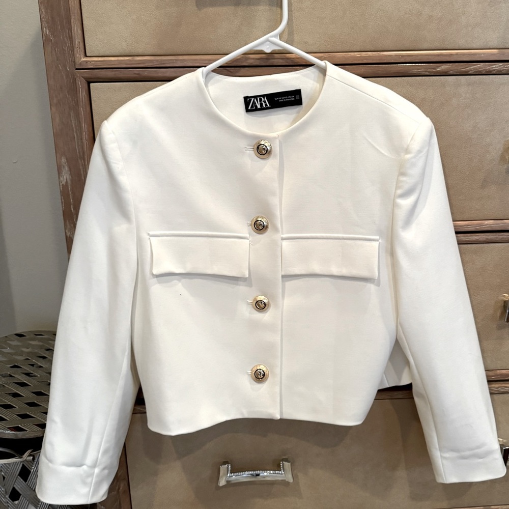 Zara gold button crop jacket